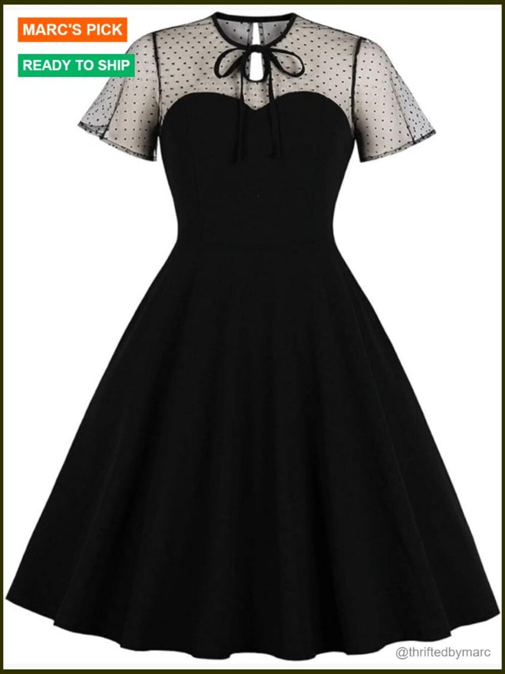 Vintage Polka Dot 1950s Retro Rockabilly A-Line Swing Dress Cocktail Party